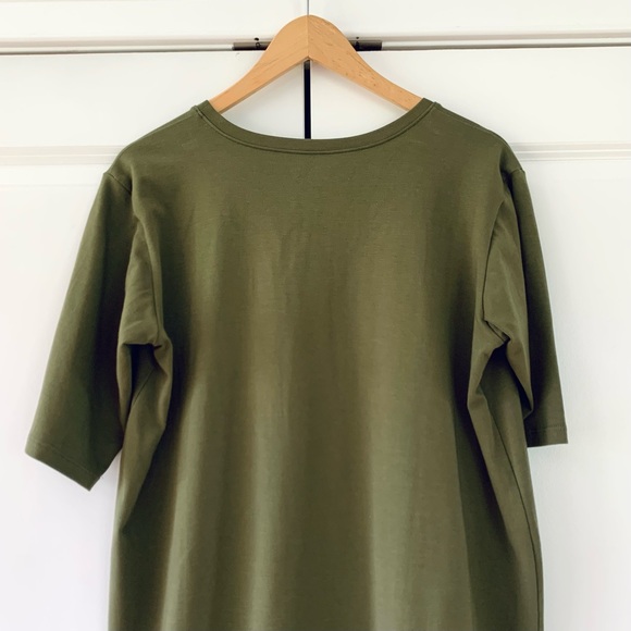 Eileen Fisher Dress Tunic Shift Green Short Sleeved Jersey Organic Cotton Small - Picture 4 of 8